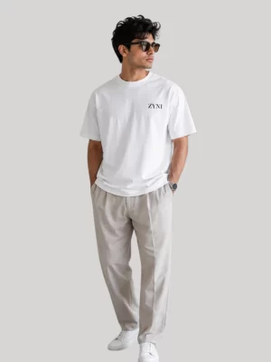 ZYNI Premium Plain White T-Shirt for Men - Front