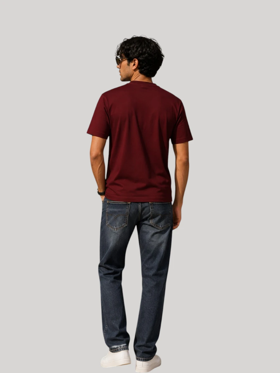 ZYNI Premium Plain Brick Red Cotton T-Shirt for Men in soft 100% cotton with comfortable regular fit