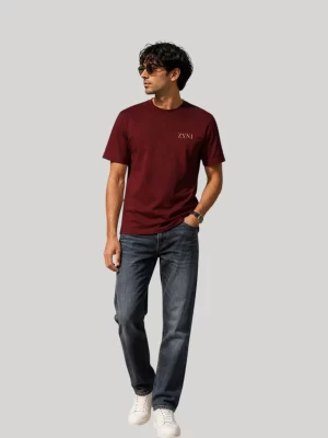 ZYNI Premium Plain Brick Red Cotton T-Shirt for Men in soft 100% cotton with comfortable regular fit
