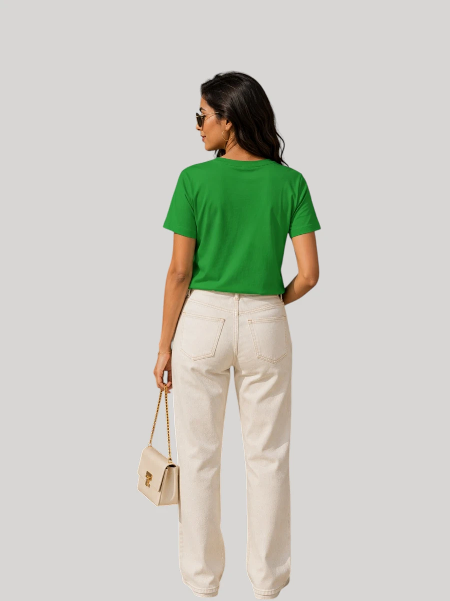 ZYNI Premium Plain Flag Green Cotton T-Shirt for Women in soft 100% cotton with comfortable regular fit