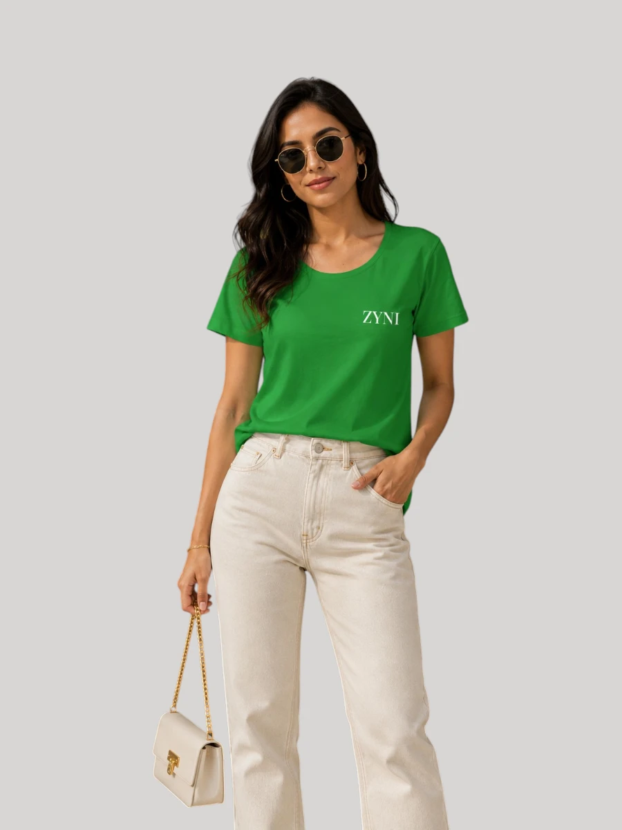 ZYNI Premium Plain Flag Green Cotton T-Shirt for Women in soft 100% cotton with comfortable regular fit