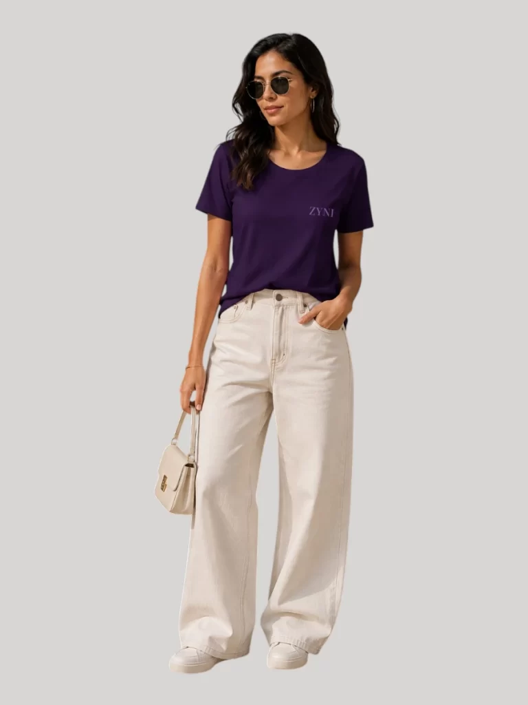 ZYNI Premium Plain Purple T-Shirt for Women