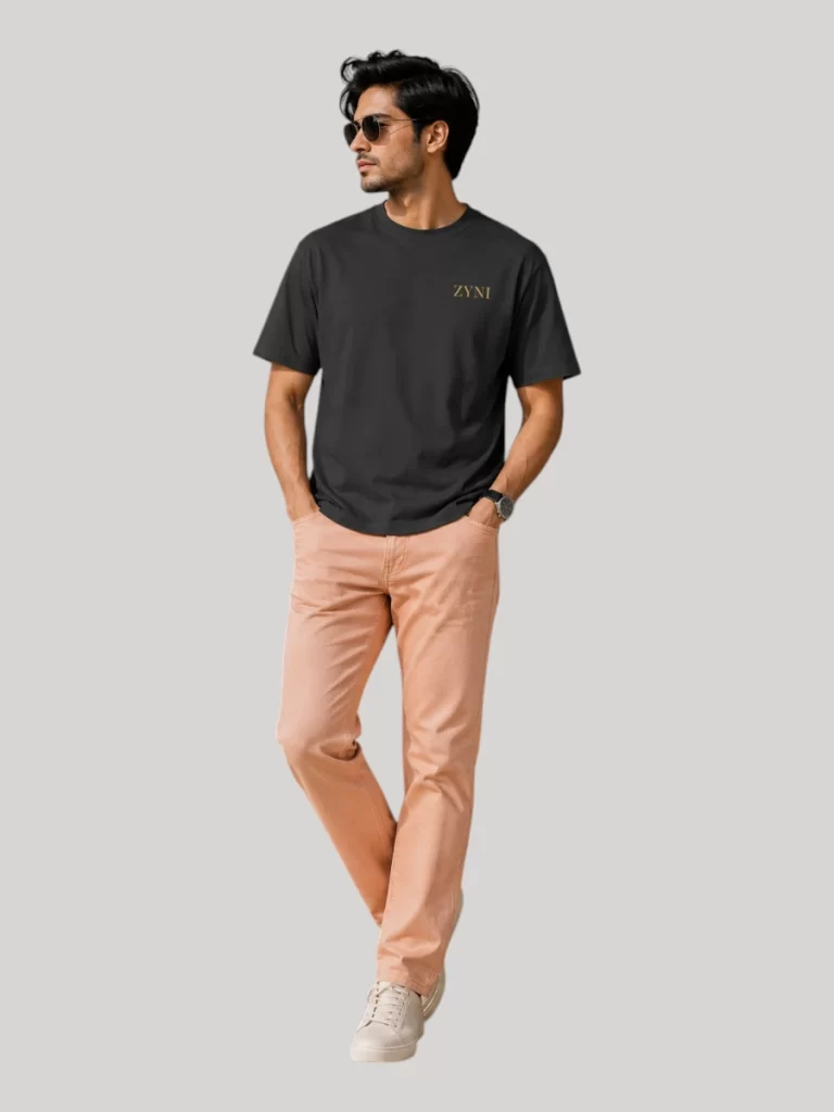 ZYNI Premium Plain Steel Grey Cotton T-Shirt for Men in soft 100% cotton with comfortable regular fit