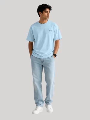 Premium Plain Light Blue T-Shirt for Men by ZYNI