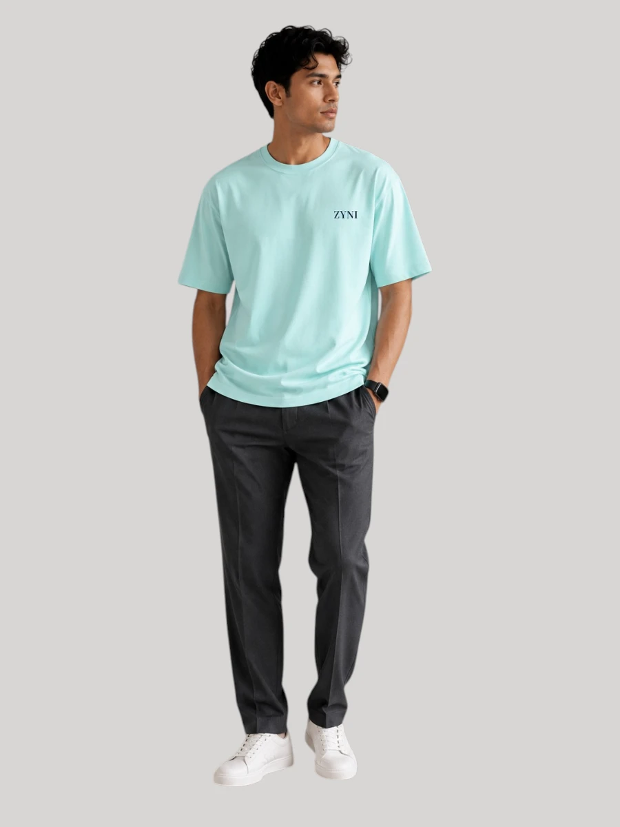 Premium Plain Mint Green T-Shirt for Men by ZYNI