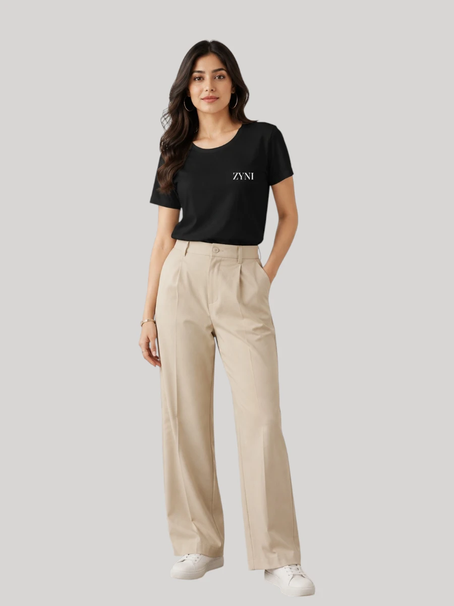 ZYNI Premium Plain Black T-Shirt for Women