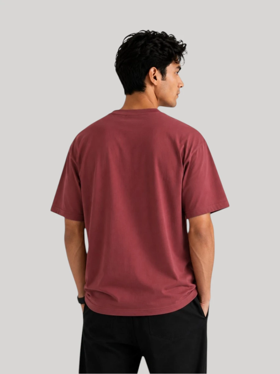 Back View of ZYNI Premium Plain Coral T-Shirt