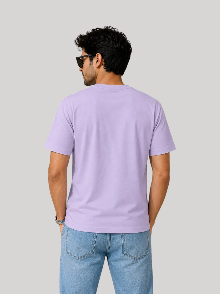 ZYNI Premium Plain Lavender Cotton T-Shirt for Men with minimalist embroidered logo and regular fit