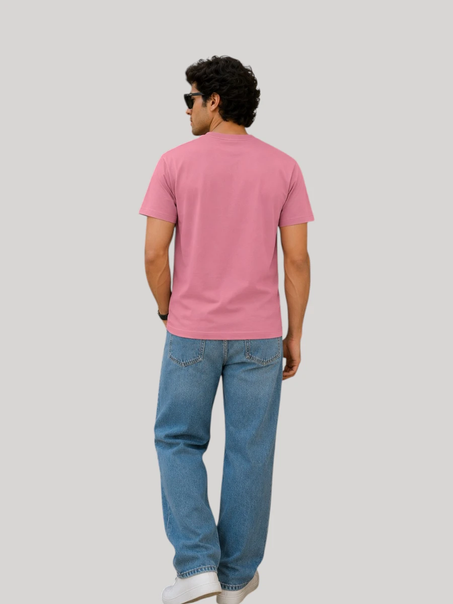 ZYNI Premium Plain Soft Pink Cotton T-Shirt for Men - Image 2