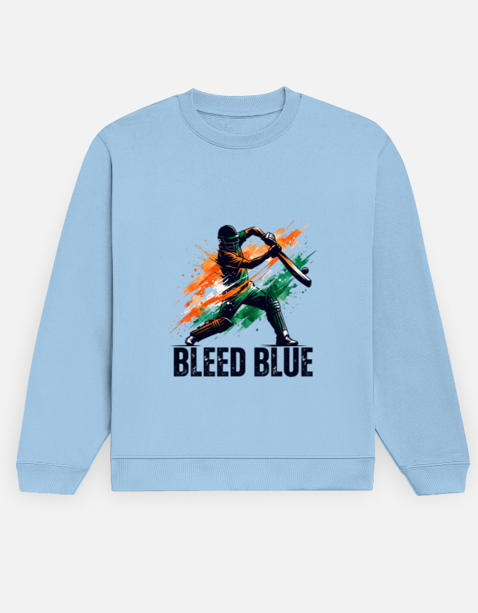 Bleed Blue Cricket Graphic Men's Crewneck Sweatshirt - Image 7