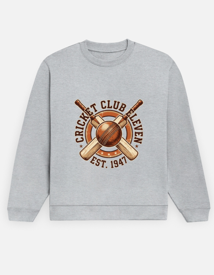 Cricket Club Eleven Vintage Graphic Men's Crewneck Sweatshirt - Image 7