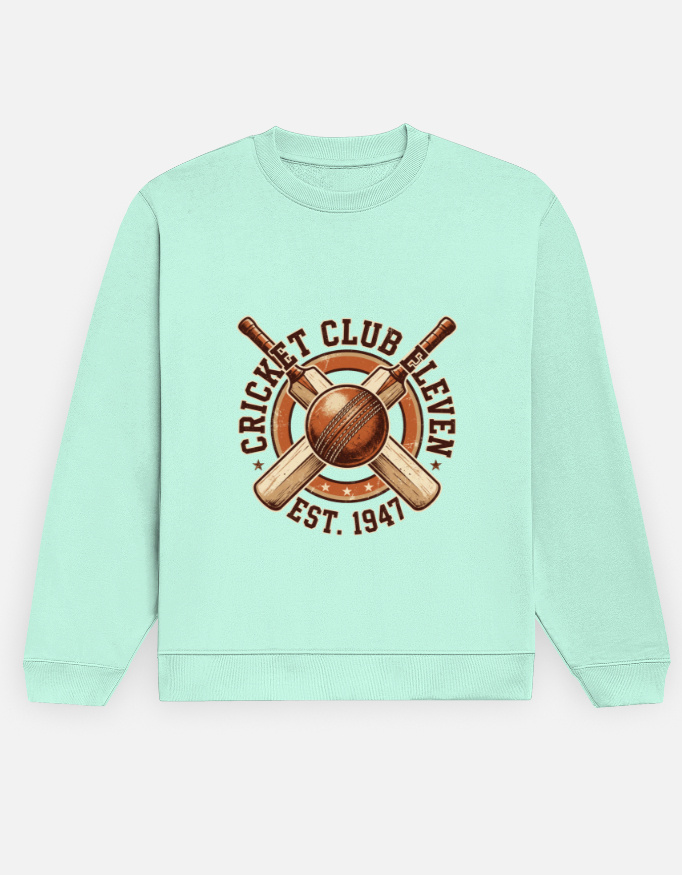 Cricket Club Eleven Vintage Graphic Men's Crewneck Sweatshirt - Image 5