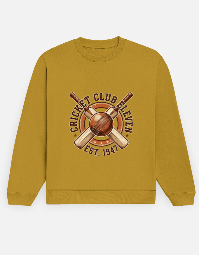 Cricket Club Eleven Vintage Graphic Men's Crewneck Sweatshirt