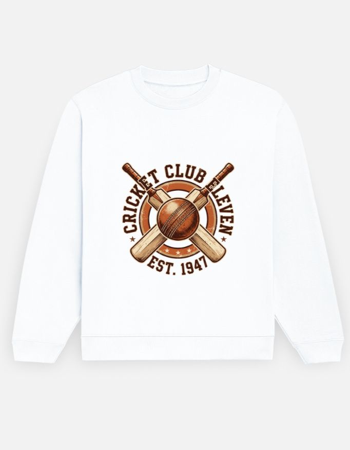 Cricket Club Eleven Vintage Graphic Men's Crewneck Sweatshirt - Image 3