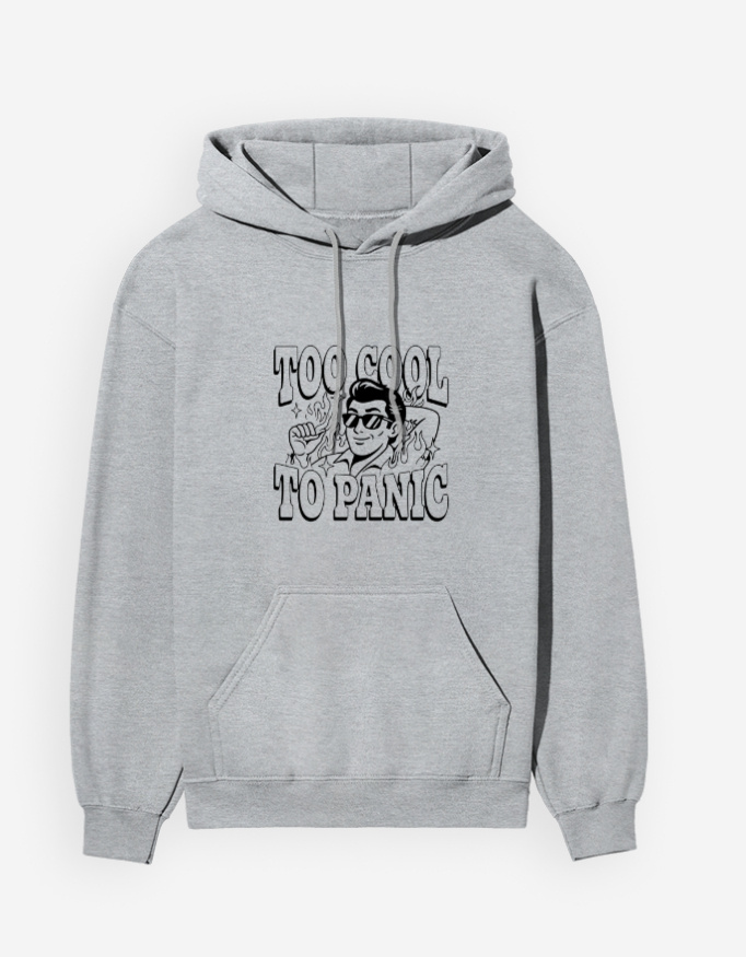 Men's "Too Cool To Panic" Retro Graphic Hoodie - Image 3