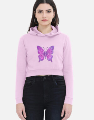 Y2K Butterfly Paisley Female Cropped Hoodie