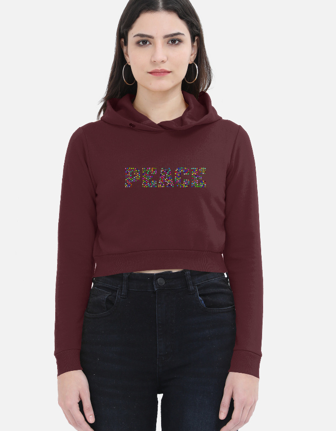 The "PEACE" Graphic Cropped Hoodie - Image 5