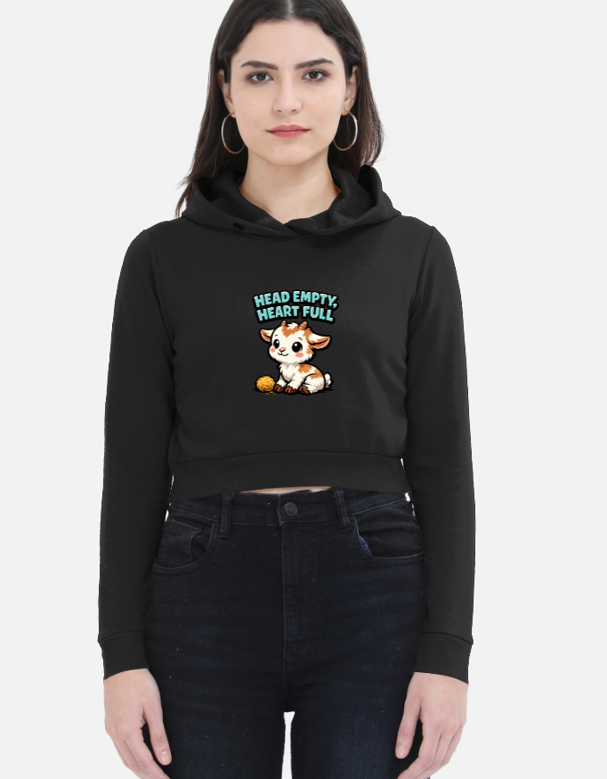 Head Empty Heart Full Women's Cropped Hoodie - Image 3