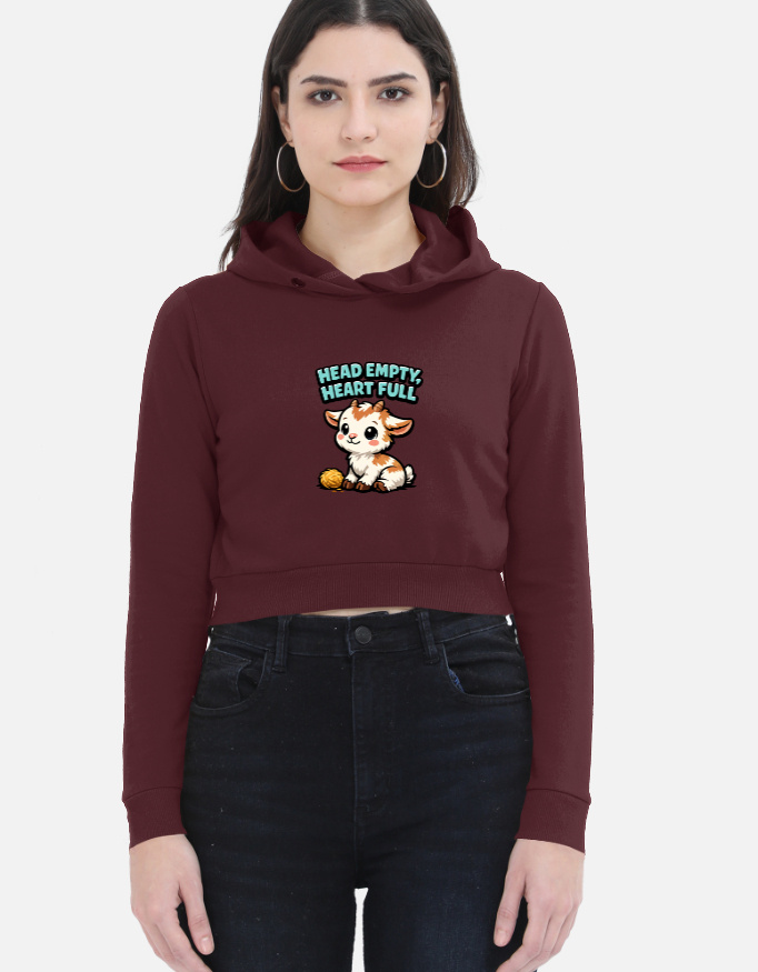 Head Empty Heart Full Women's Cropped Hoodie - Image 5