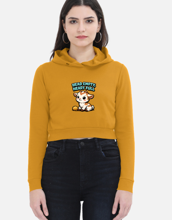 Head Empty Heart Full Women's Cropped Hoodie - Image 7