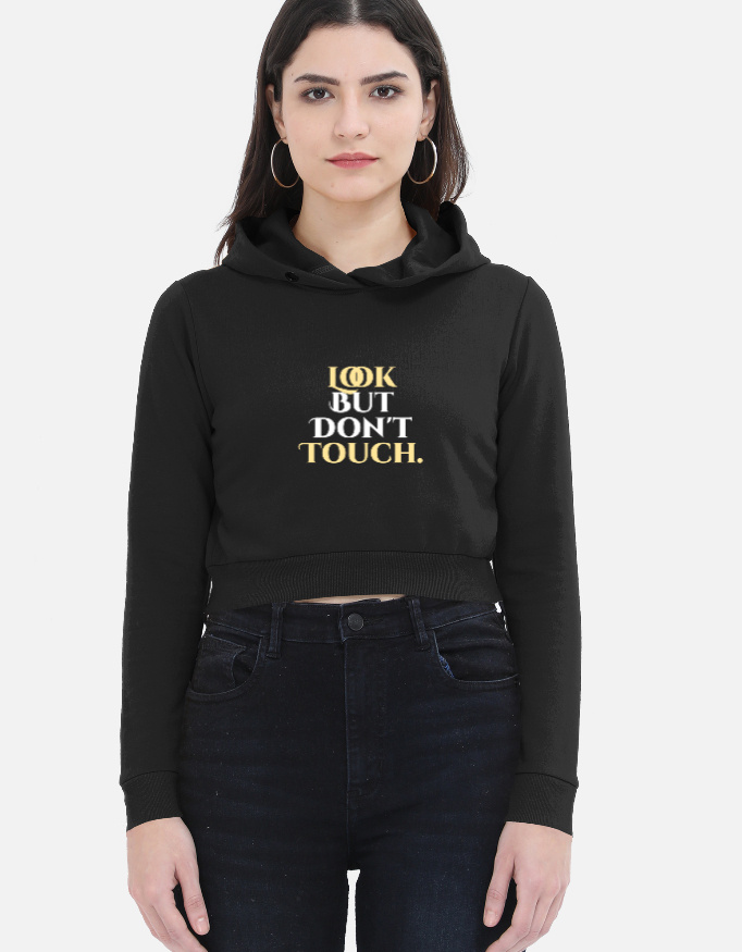 Look But Don't Touch Women's Cropped Hoodie - Image 5