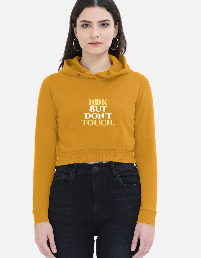 Look But Don't Touch Women's Cropped Hoodie - Image 3