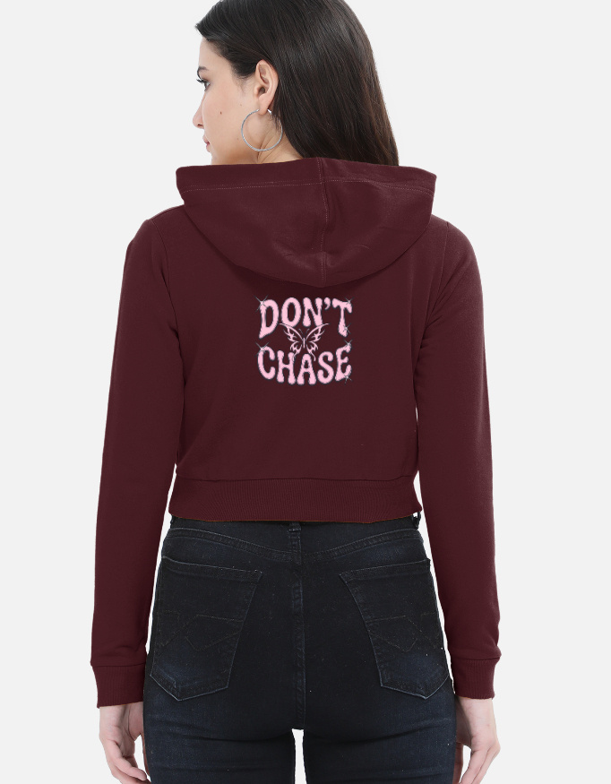 Women's "DON'T CHASE" Heavyweight Luxury Cropped Hoodie - Image 3