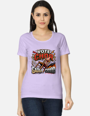 Women's Fine Cotton Graphic Tee – "Vote Chor" Satire Print