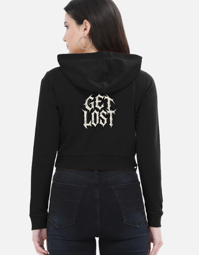 Women's "GET LOST" Heavyweight Luxury Cropped Hoodie - Image 3