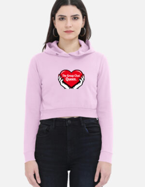 Women's Premium Regular Fit "Group Chat Queen" Cropped Hoodie
