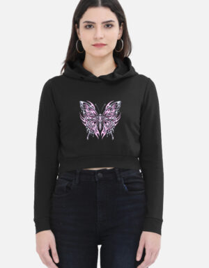 Women's Y2K Cyber Butterfly Cropped Hoodie