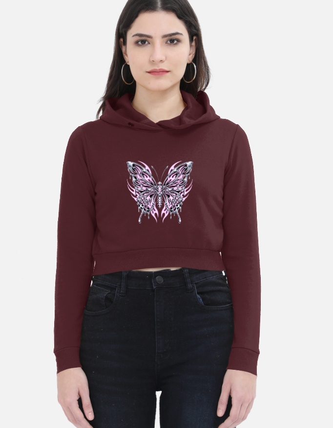 Women's Y2K Cyber Butterfly Cropped Hoodie - Image 5