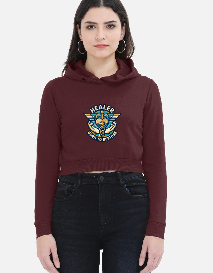 Women's ZYNI Healer Graphic Cropped Hoodie - Image 2