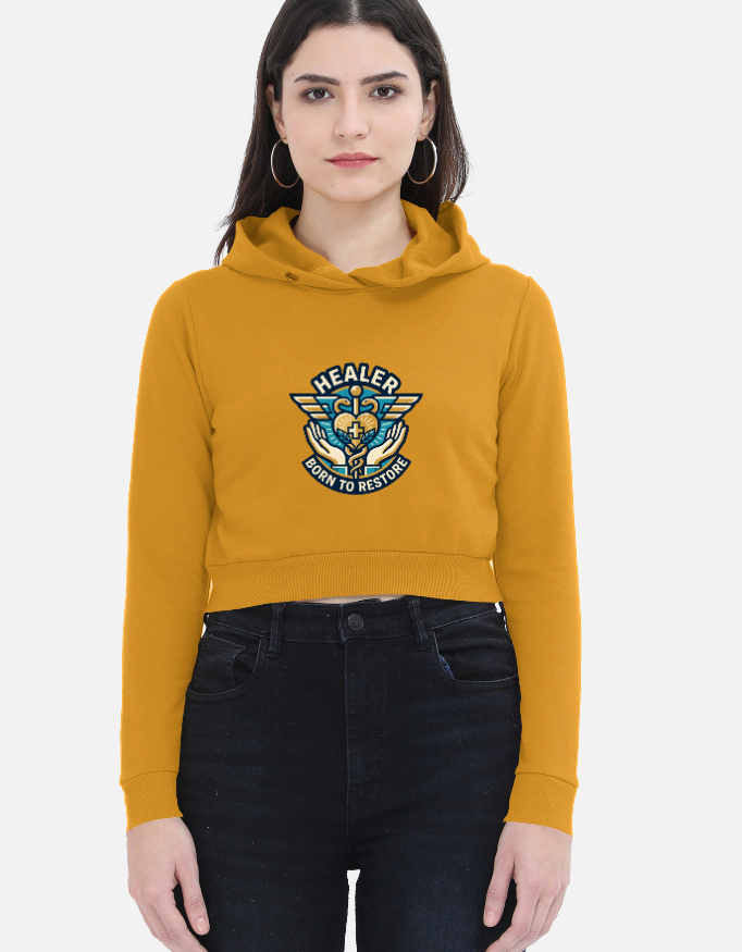 Women's ZYNI Healer Graphic Cropped Hoodie - Image 4