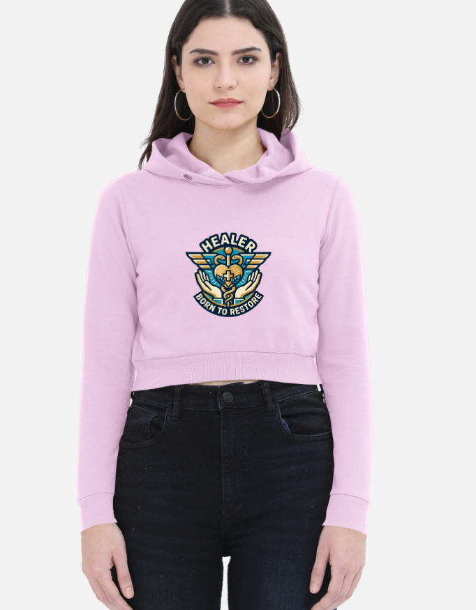 Women's ZYNI Healer Graphic Cropped Hoodie - Image 6